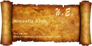 Weszely Elek névjegykártya